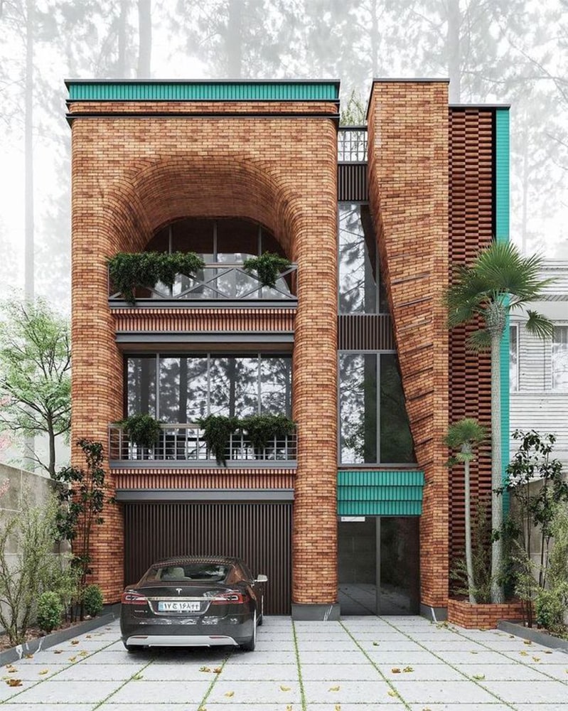 طراحی نمای آجری